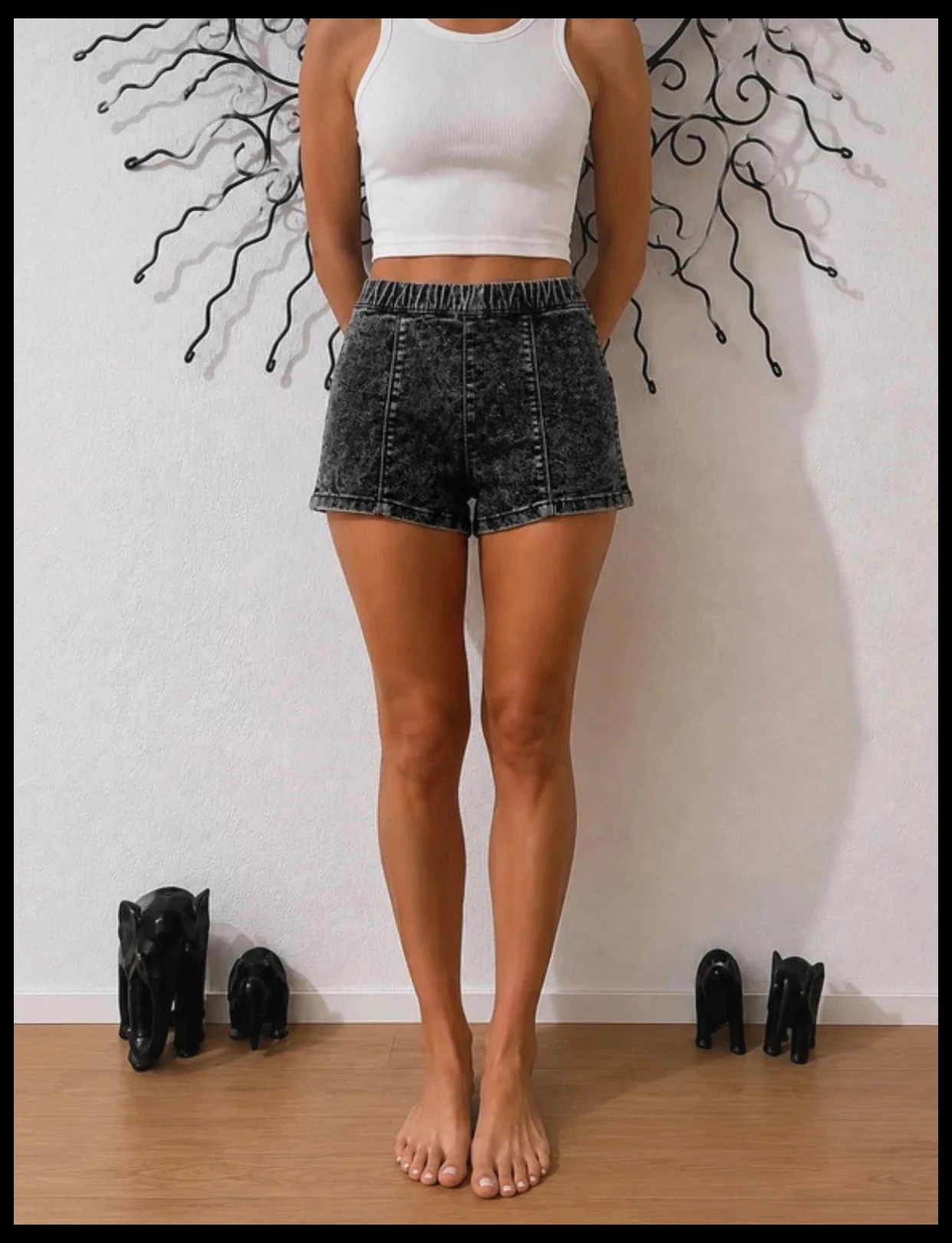 Short em Denim Cinza Lavagem Ácida de Cintura Alta Coolcat - Tamanho XS – photo 6